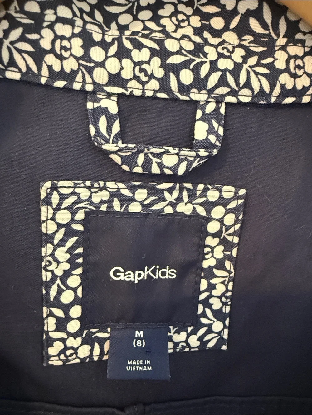GAP Navy and White Floral Hooded Raincoat